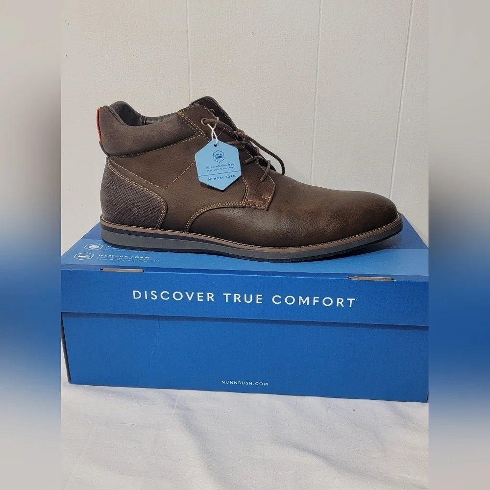 Nunn Bush Circuit DC PTBT Plain Toe Casual Boot Men’s 12 comfort Gel Mem Foam
